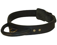 Tac-Black Leather Agitation Collar With Handle for Cane Corso